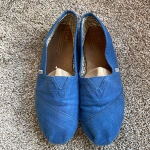Toms electric blue slip on shoes, size 10